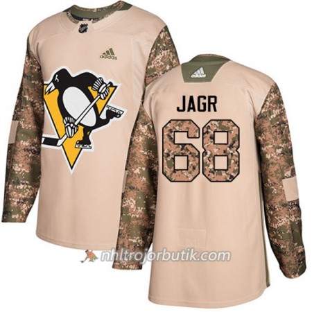 Män Ishockey Pittsburgh Penguins Tröja Jaromir Jagr 68 Adidas 2017-2018 Camo Veterans Day Practice Authentic
